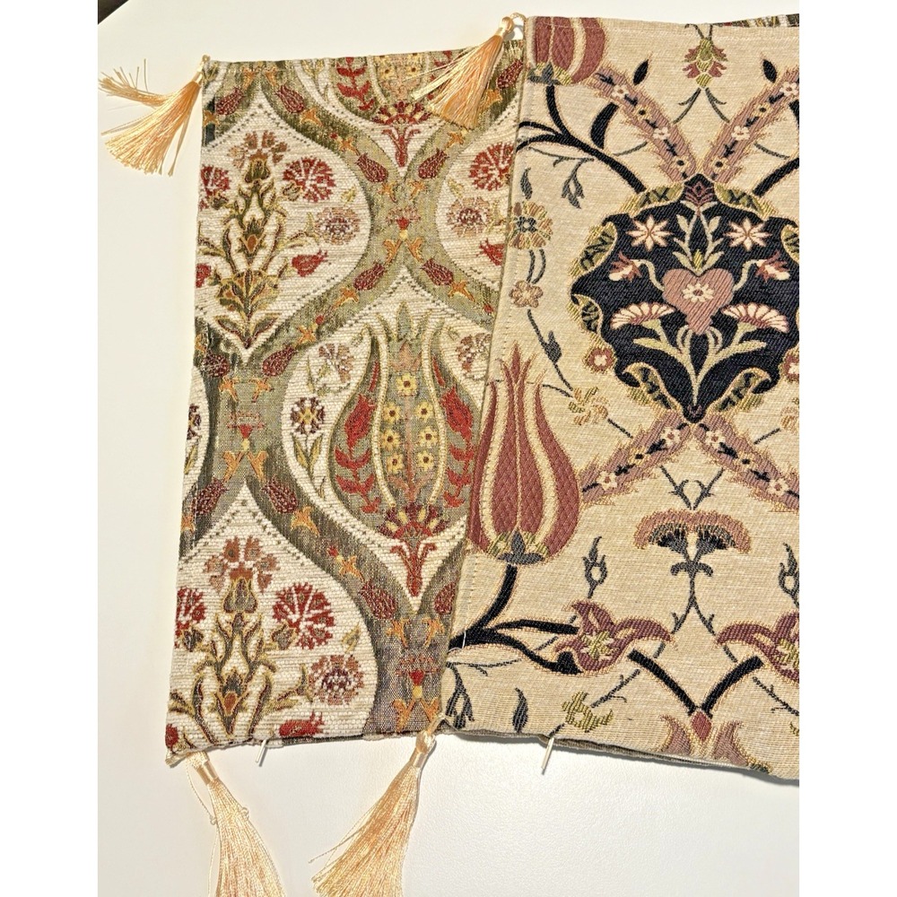 Set of‎ 2 Turkish Tapestry Pillow Covers 17" Square Ottoman Floral Patterns Boho